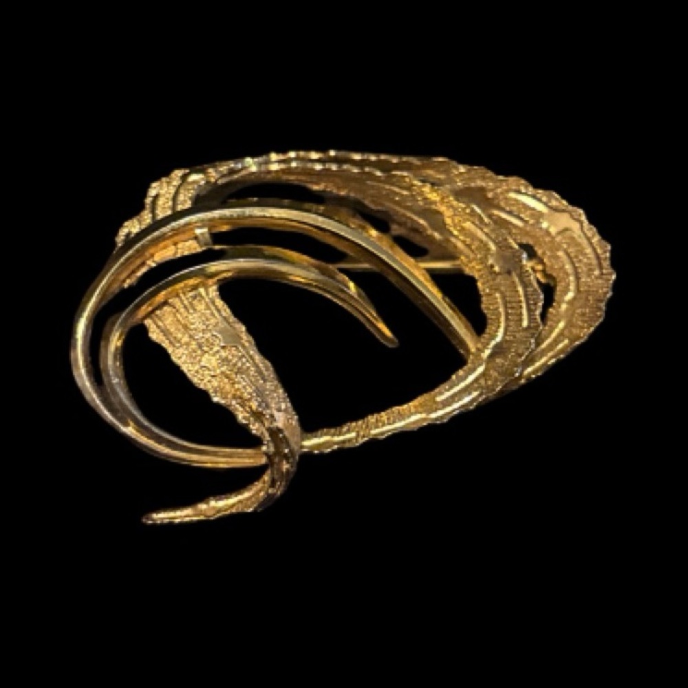 Rare Vintage Stamped Germany Gold Abstract Pin Brooch